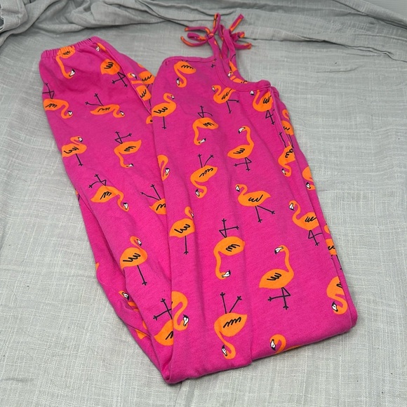 Hanna Andersson Other - Hanna Andersson girls 110cm US 5 pink orange flamingo sleeveless pant romper